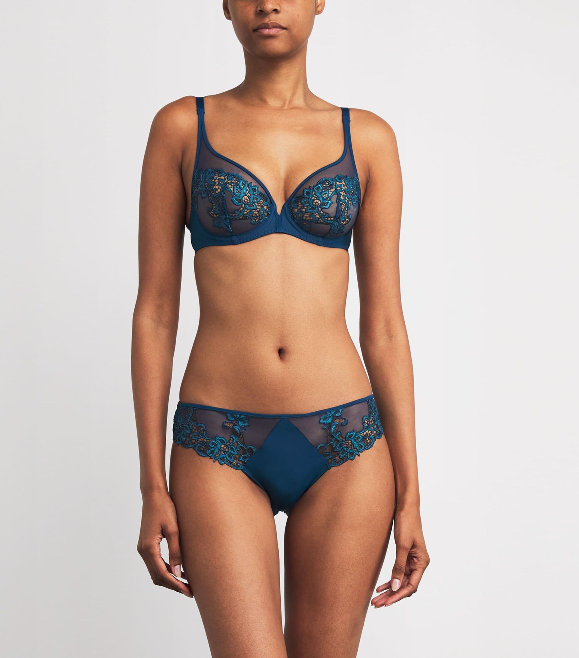 Blue Lace Saga Plunge Bra