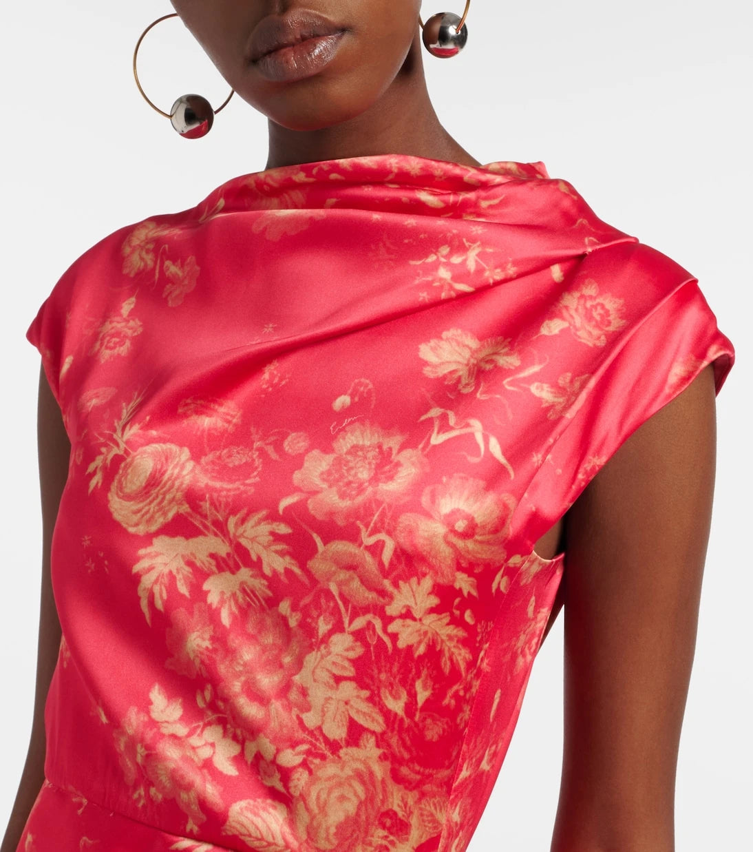 Erdem - Draped floral duchess satin gown