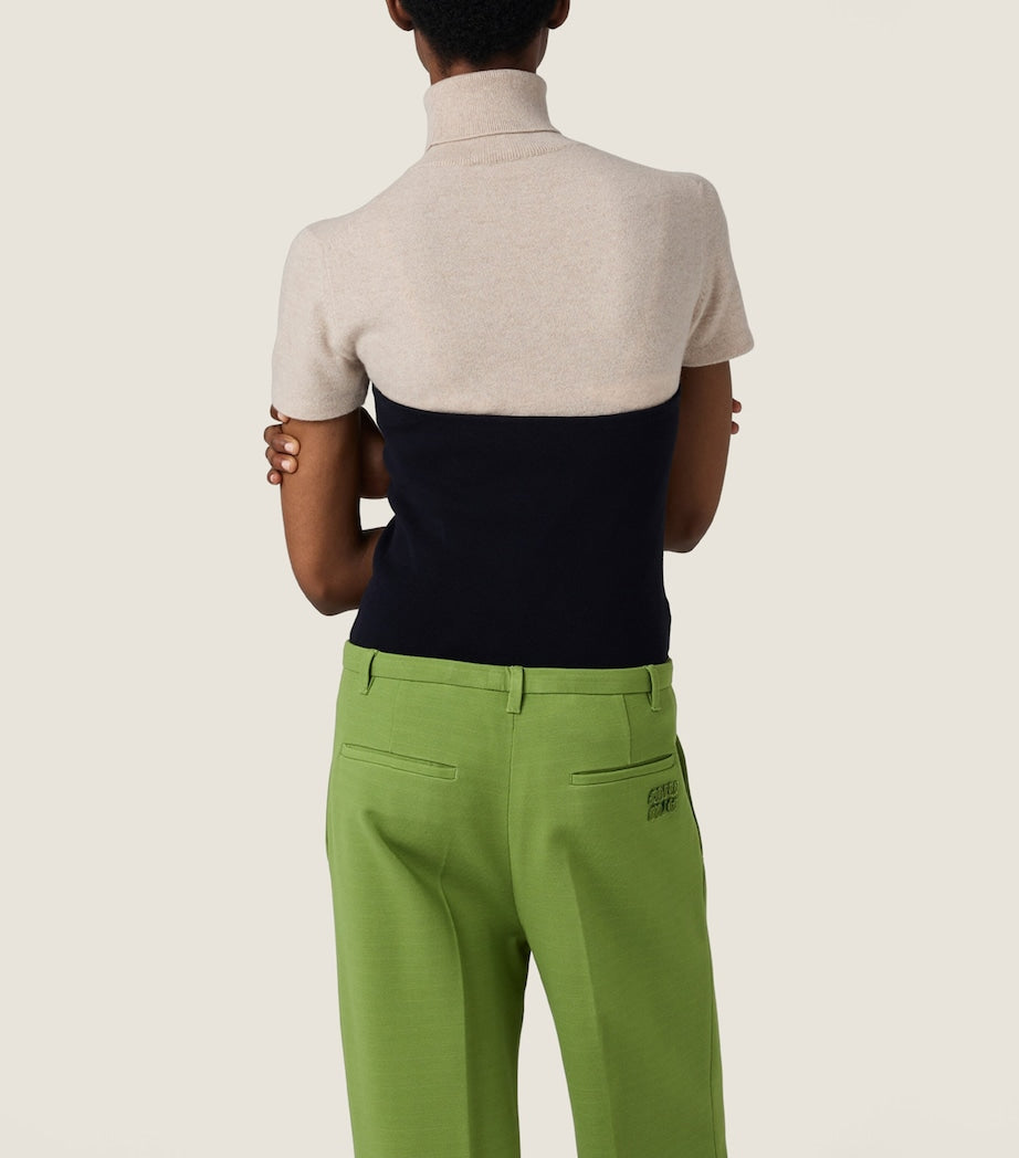 Blue Cotton Knitted Logo Tube Top