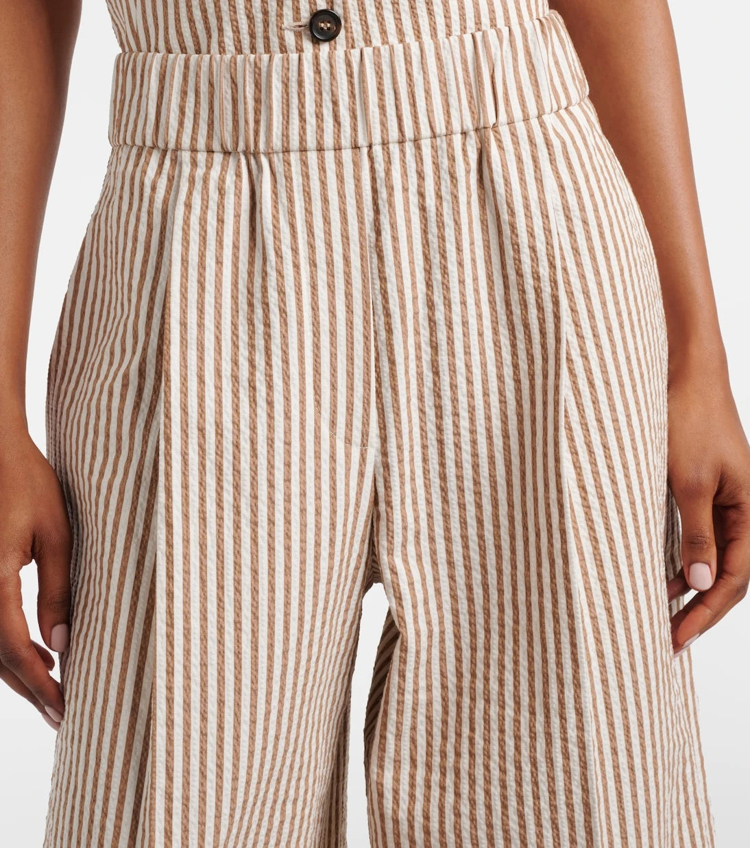 Brunello Cucinelli - Striped cotton-blend wide-leg pants