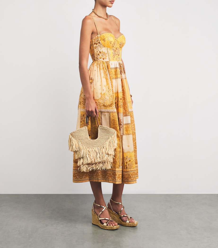 Zimmermann Beige Small Raffia Fringe Tote Bag