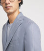 Eleventy Blue Wool-Silk-Cashmere Stripe Blazer