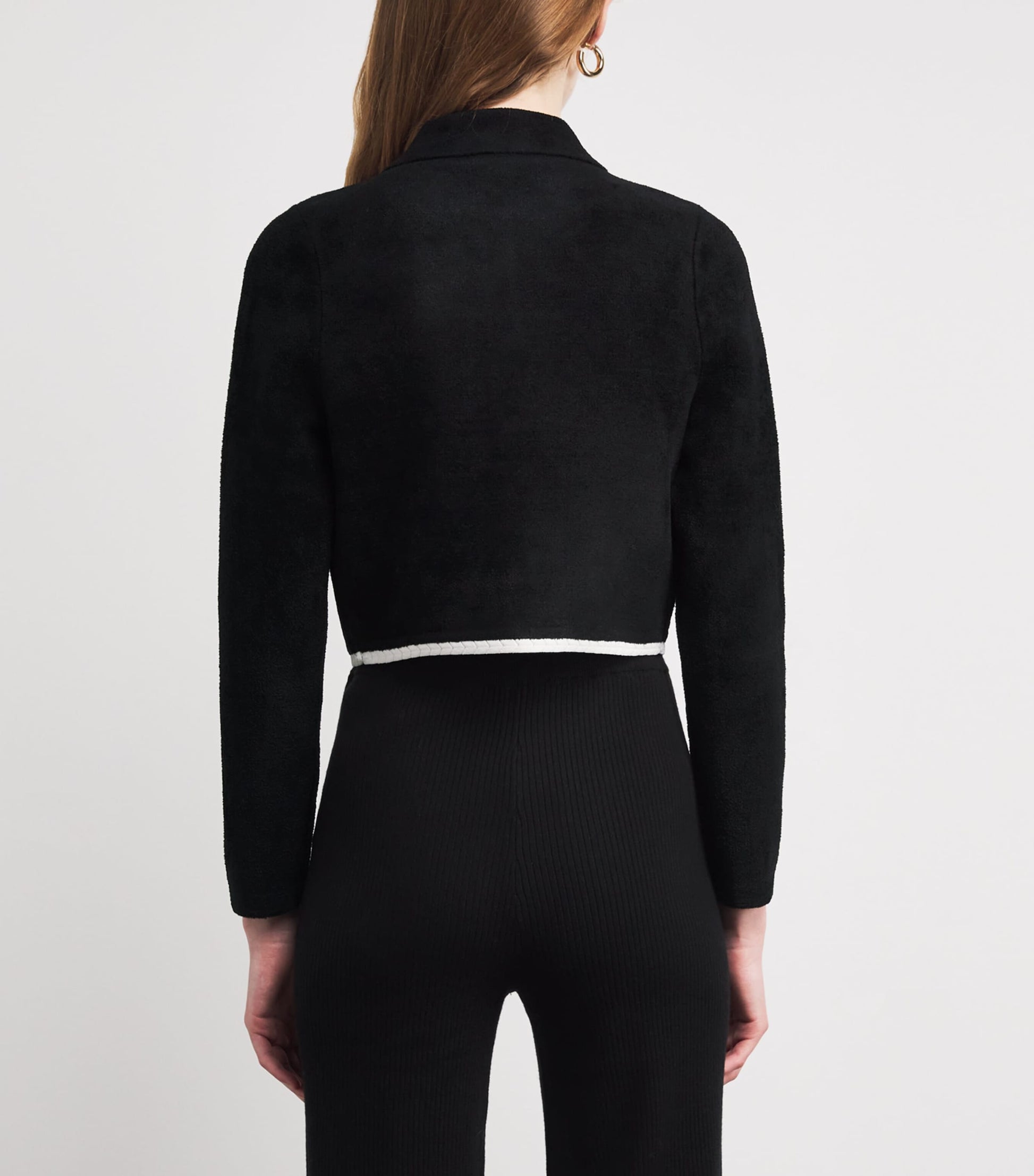 Velvet Two-Tone Cardigan BLACK