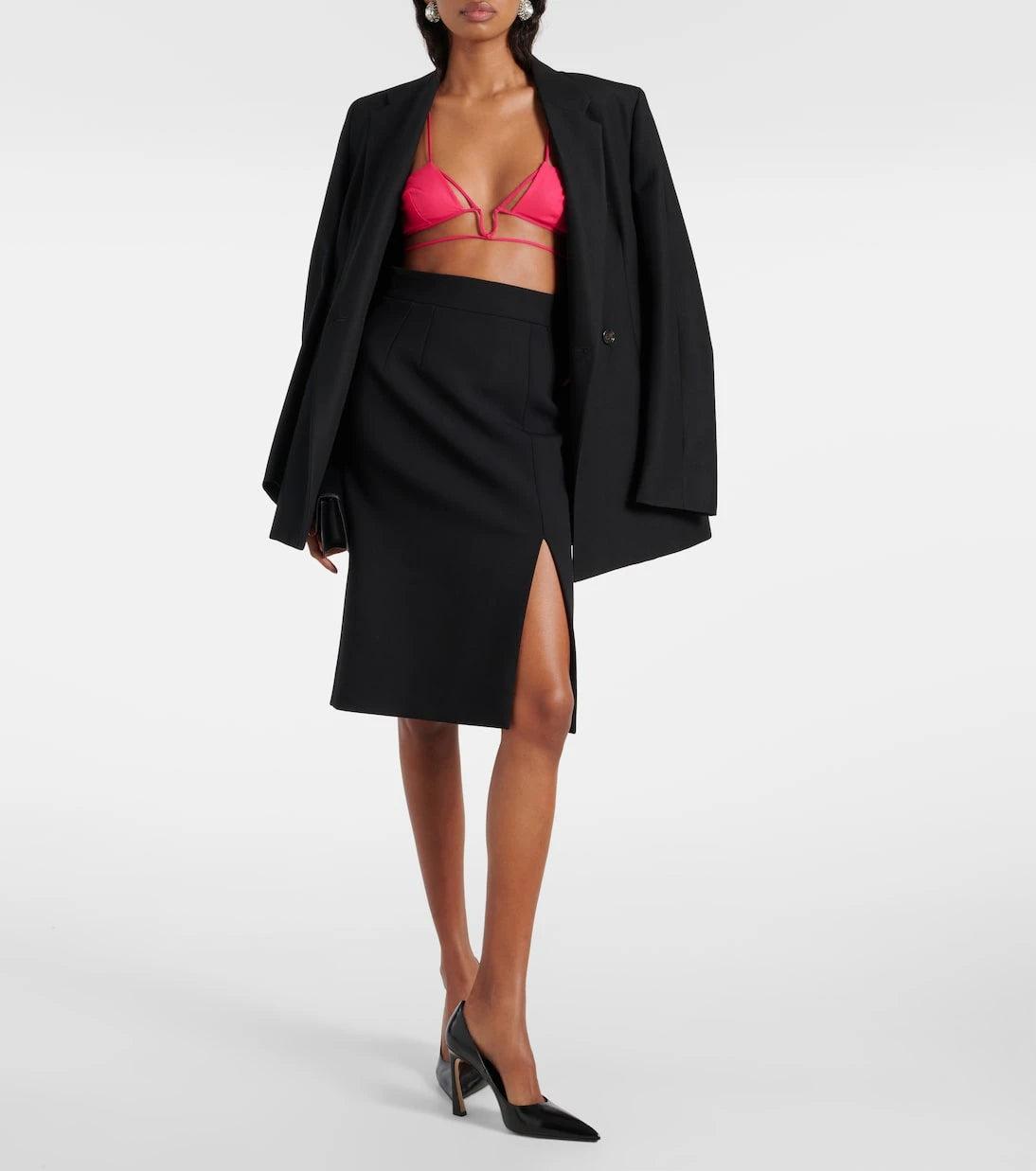 Nensi Dojaka - Tie-trimmed gabardine bra