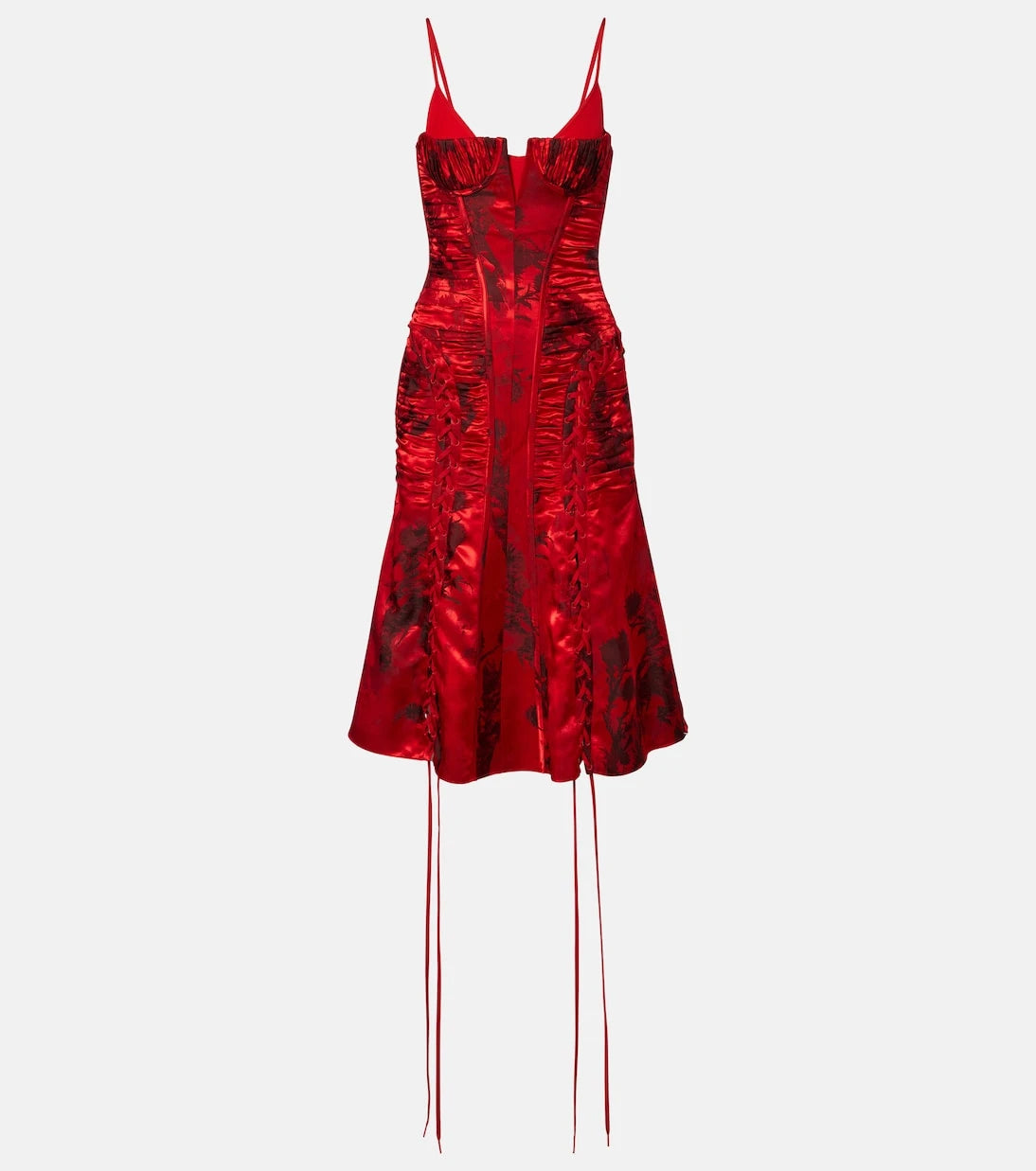 McQueen - Lace-up ruched midi dress