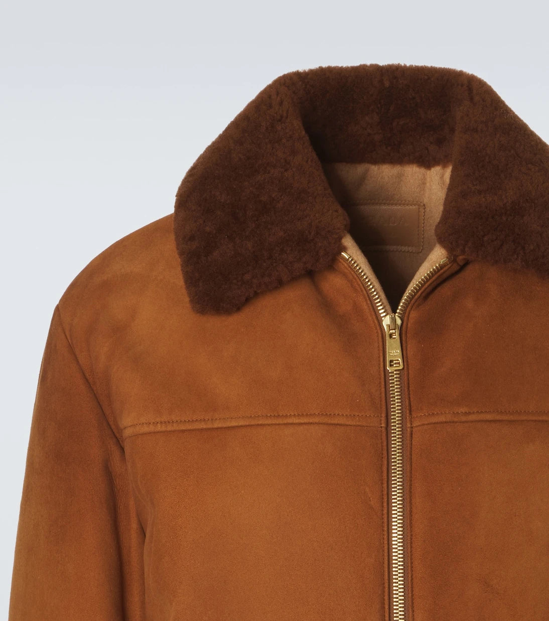 Prada - Shearling-trimmed suede jacket