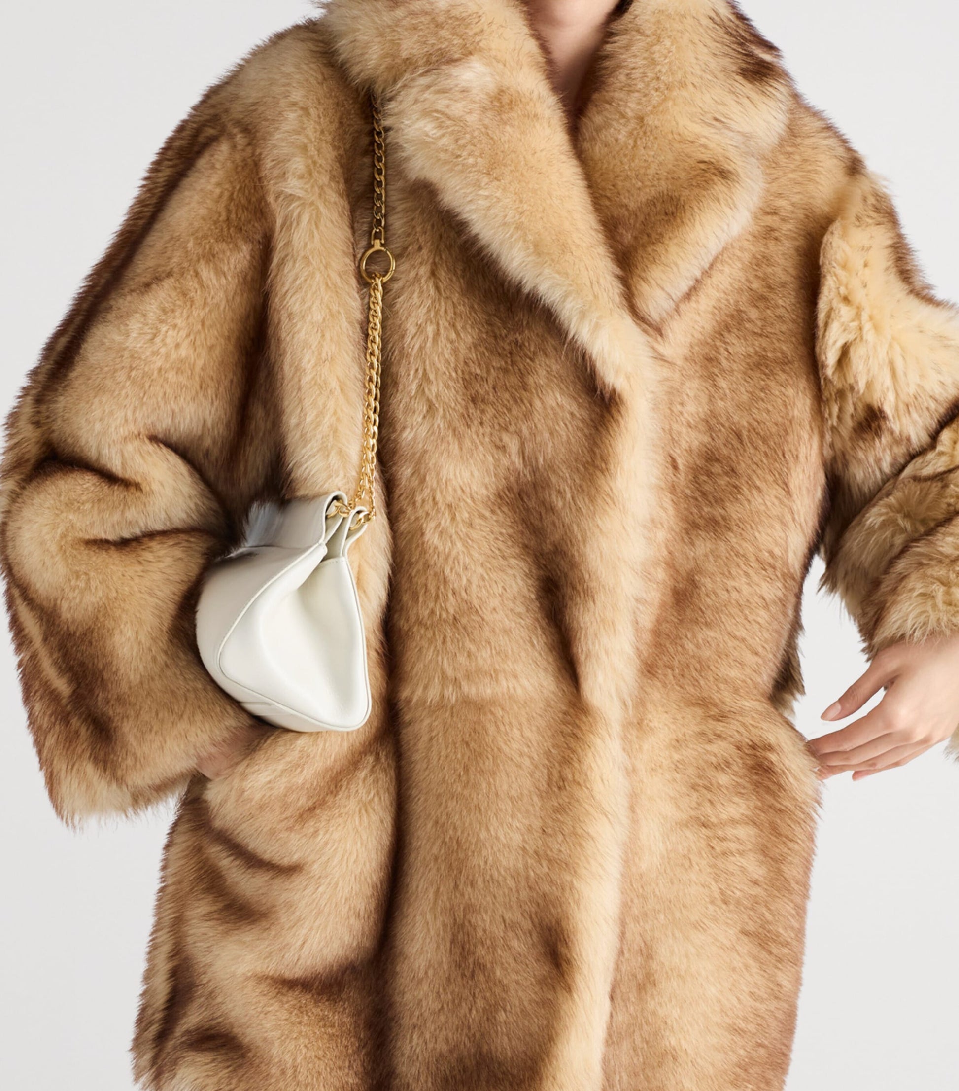 Prada Neutral Shearling Caban Jacket