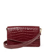 Aspinal Of London Burgundy Leather Croc-Embossed Eliza Clutch Bag