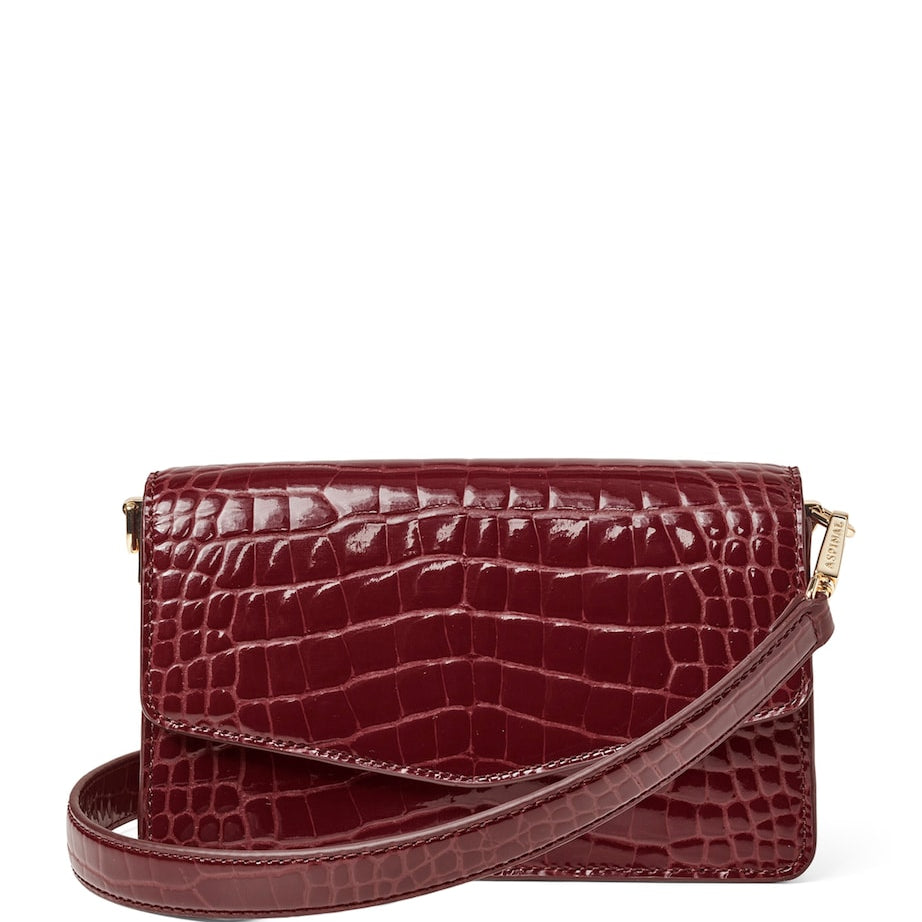 Aspinal Of London Leather Croc-Embossed Eliza Clutch Bag