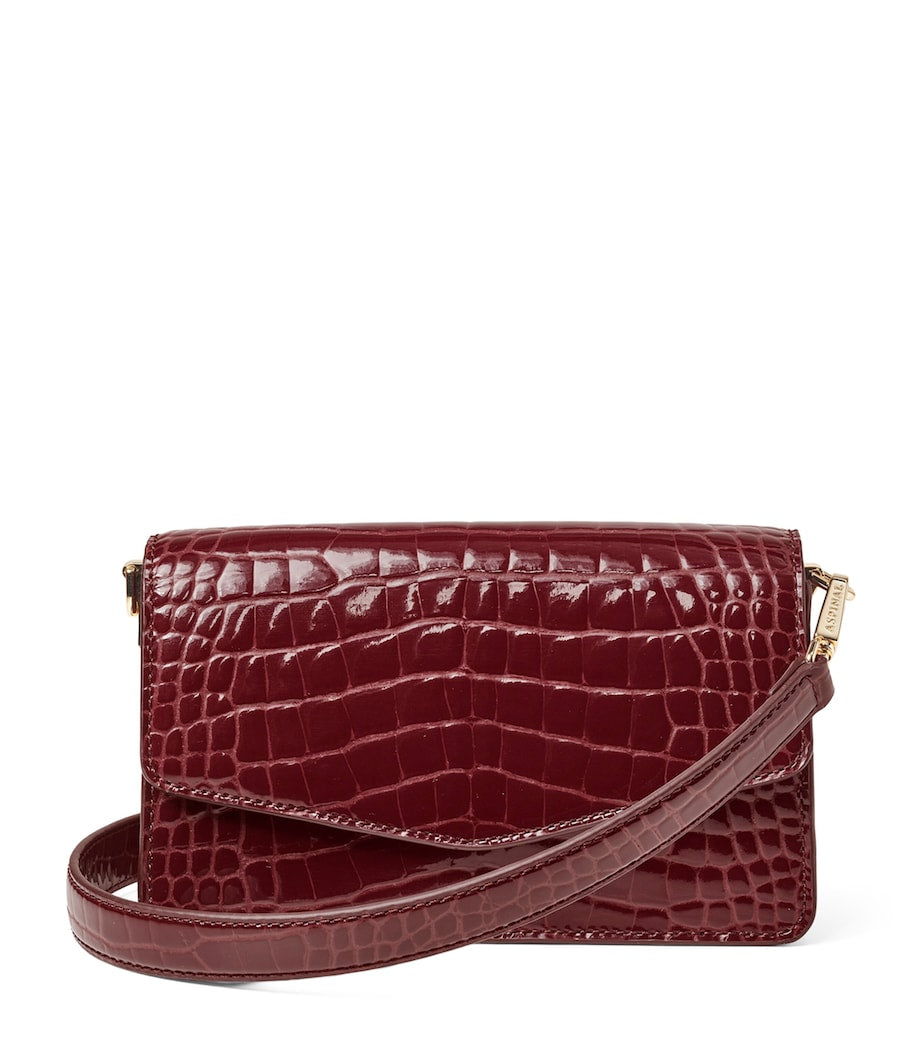 Aspinal Of London Leather Croc-Embossed Eliza Clutch Bag