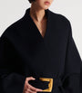 Navy Wool-Blend Oversized Wrap Coat