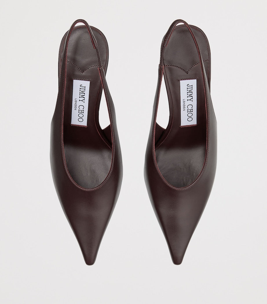 Jimmy Choo Burgundy Isa 80 Leather Slingback Pumps