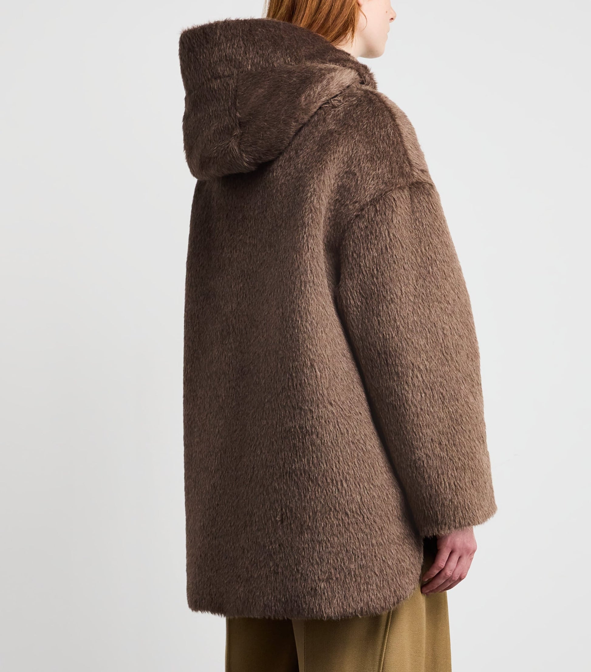 Max Mara Brown Down, Faux Fur and Water-Repellent Reversible Jacket