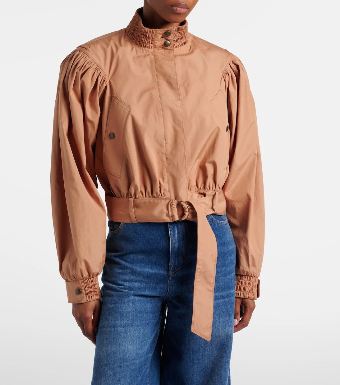 Chloé - Gathered belted cotton poplin jacket