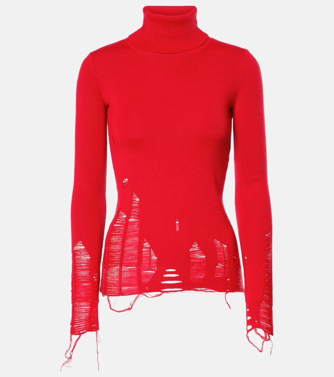 MM6 Maison Margiela - سترة بياقة عالية من مزيج الصوف الممزق