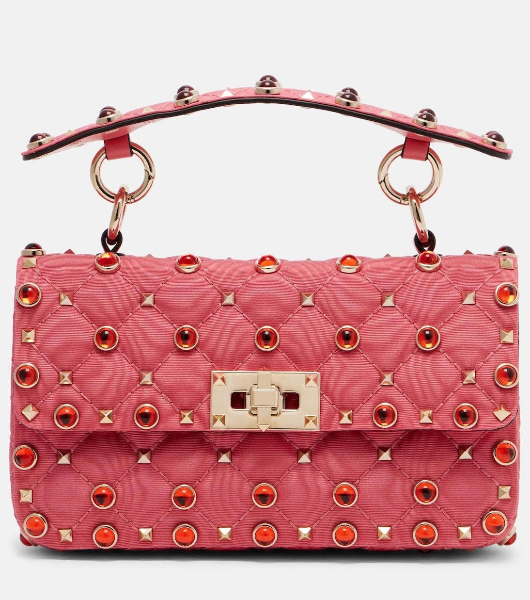 Valentino Garavani - Rockstud Spike Small moiré top-handle bag