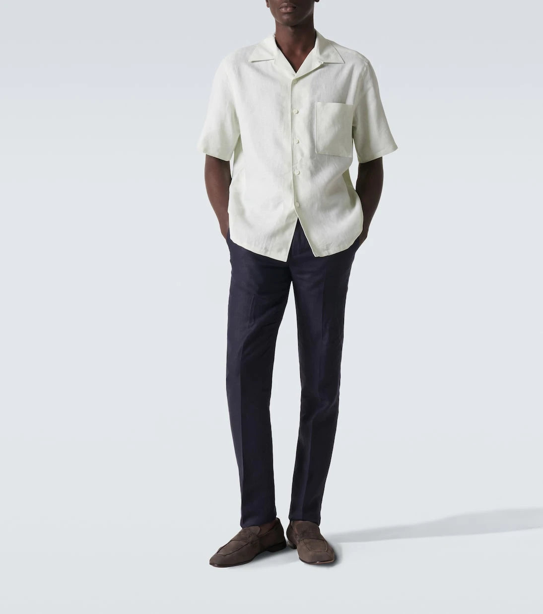 Zegna - قميص بولينج كتان