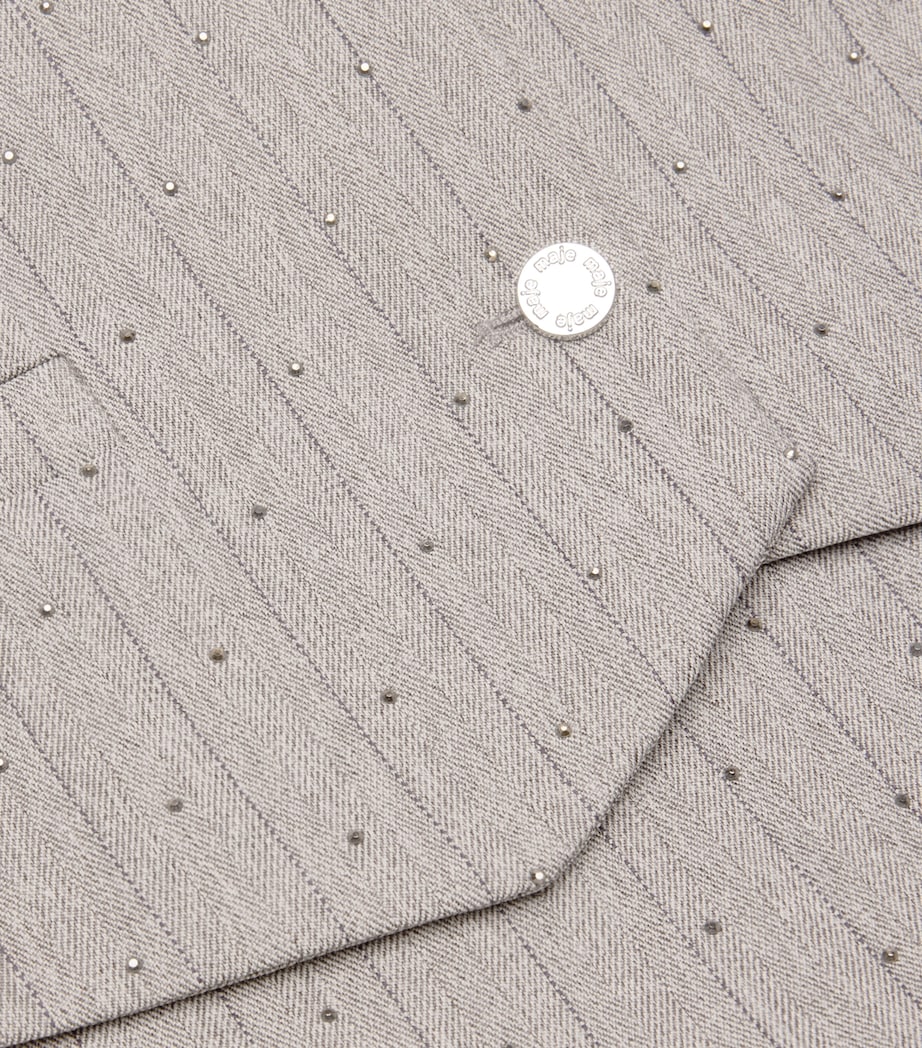 Maje Black Stripe Rhinestone-Embellished Waistcoat