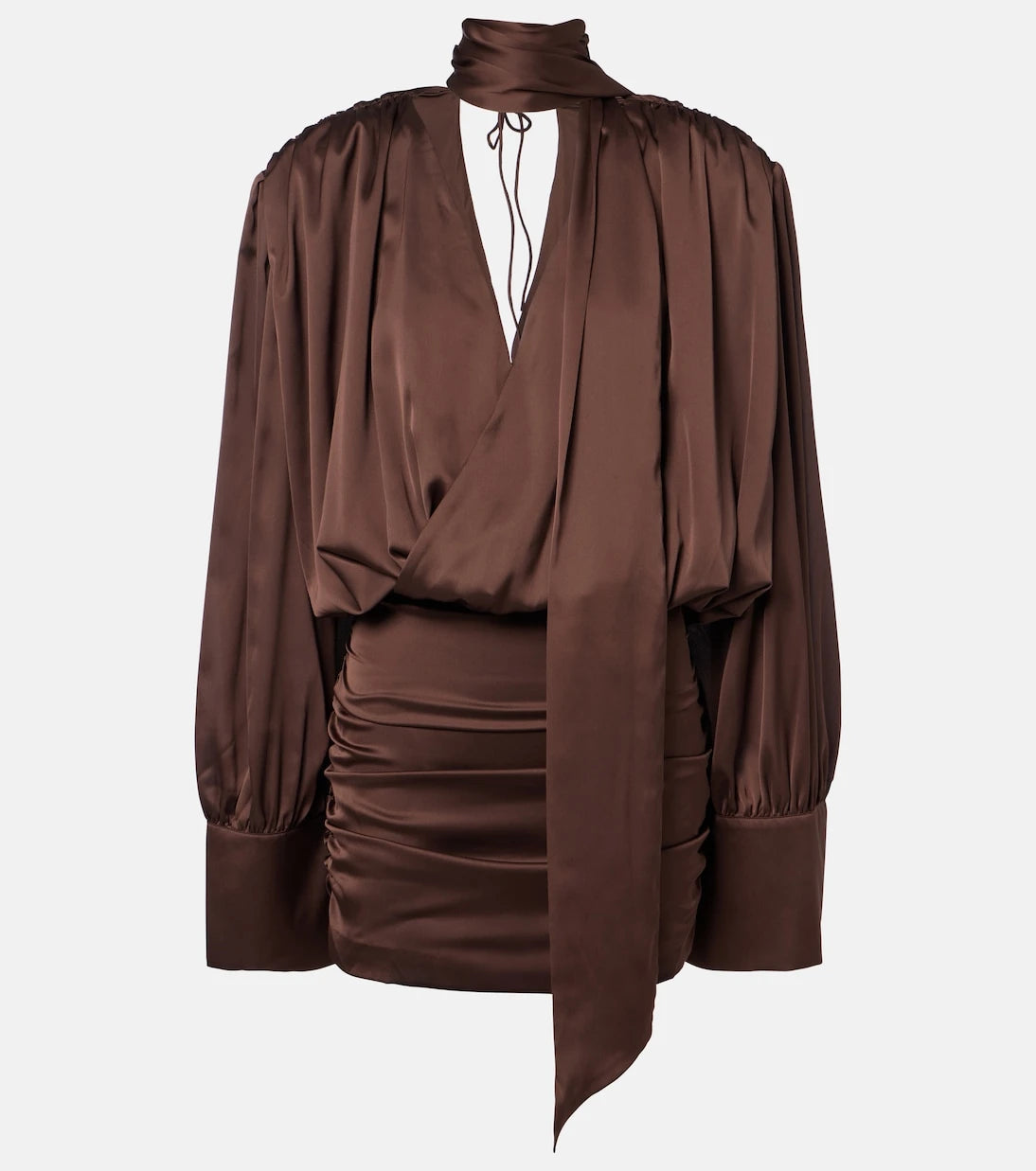 Rotate - Ruched crepe de chine minidress