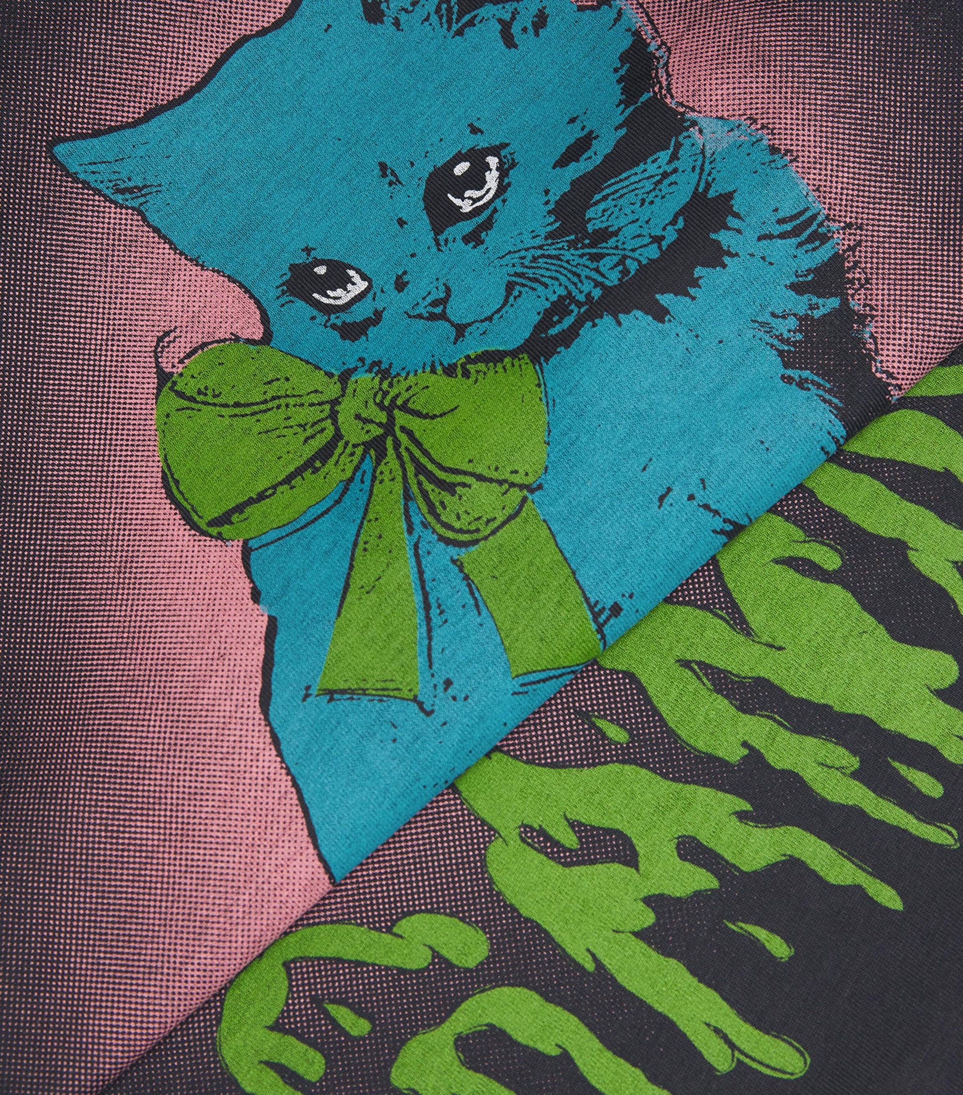 GANNI Black Organic Cotton Neon Kitty T-Shirt