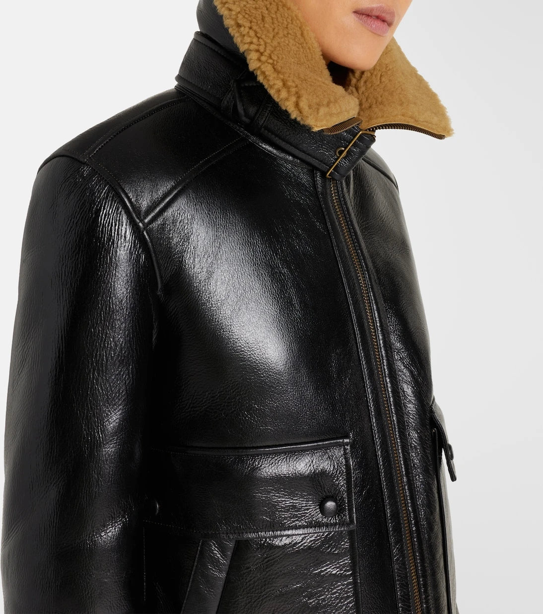 Veronica Beard - Danika shearling astarlı deri ceket