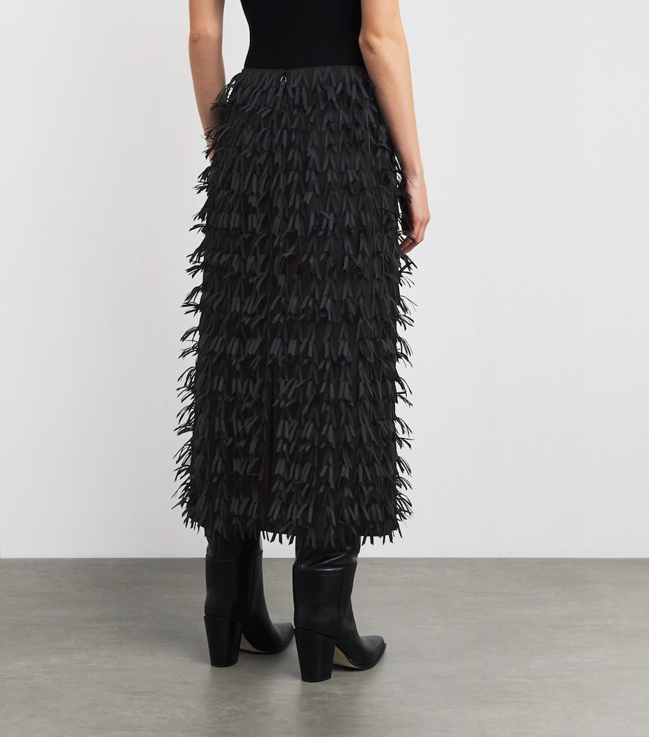 Ribbon Fringe Midi Pencil Skirt