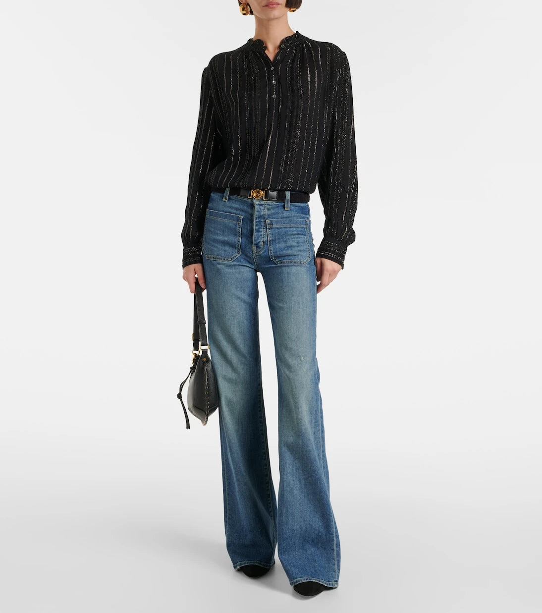 Velvet - Striped lamé blouse