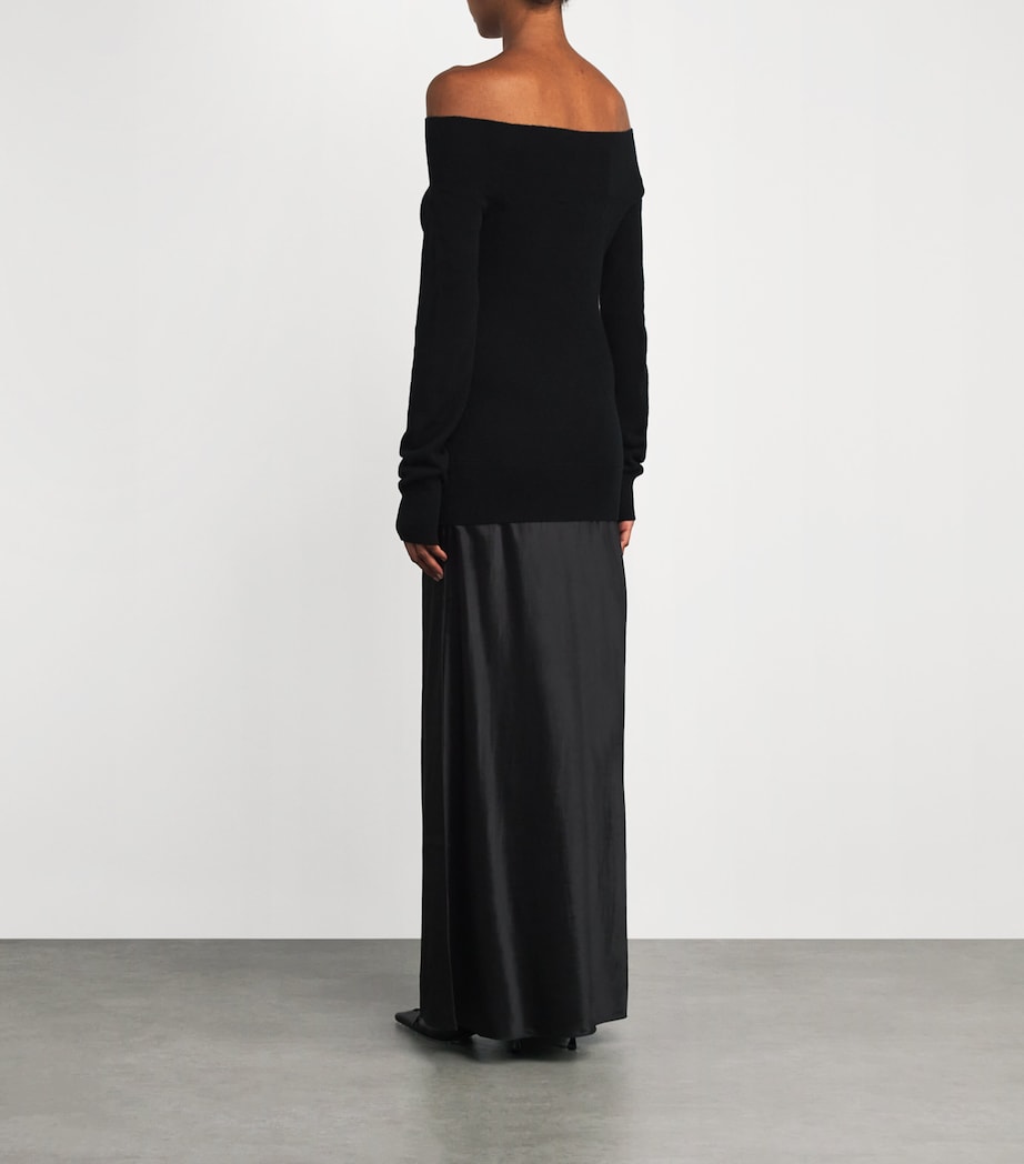 Black Cashmere-Silk Sweater Maxi Dress