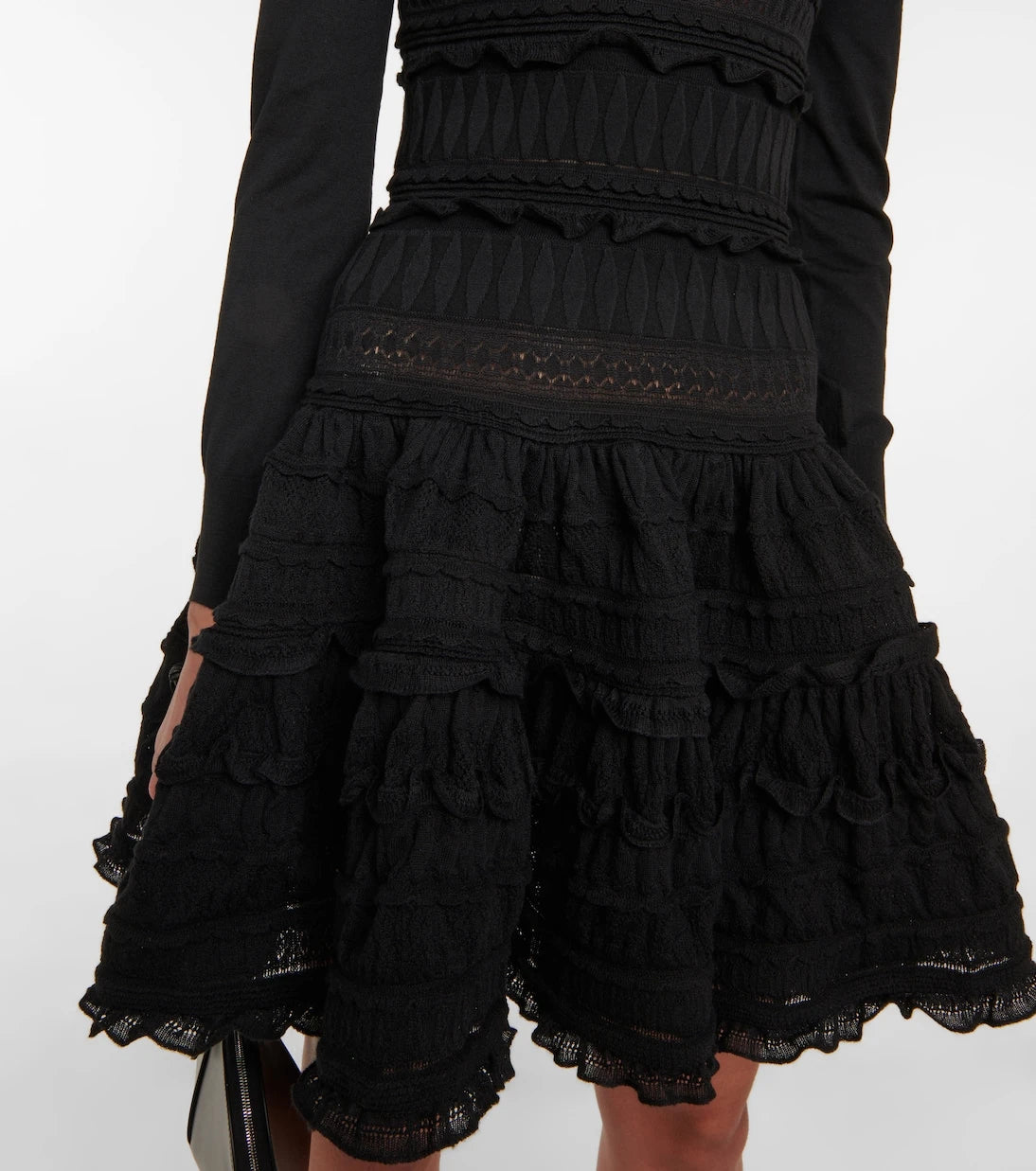 Alaïa - فستان قصير من صوف الكرينولين