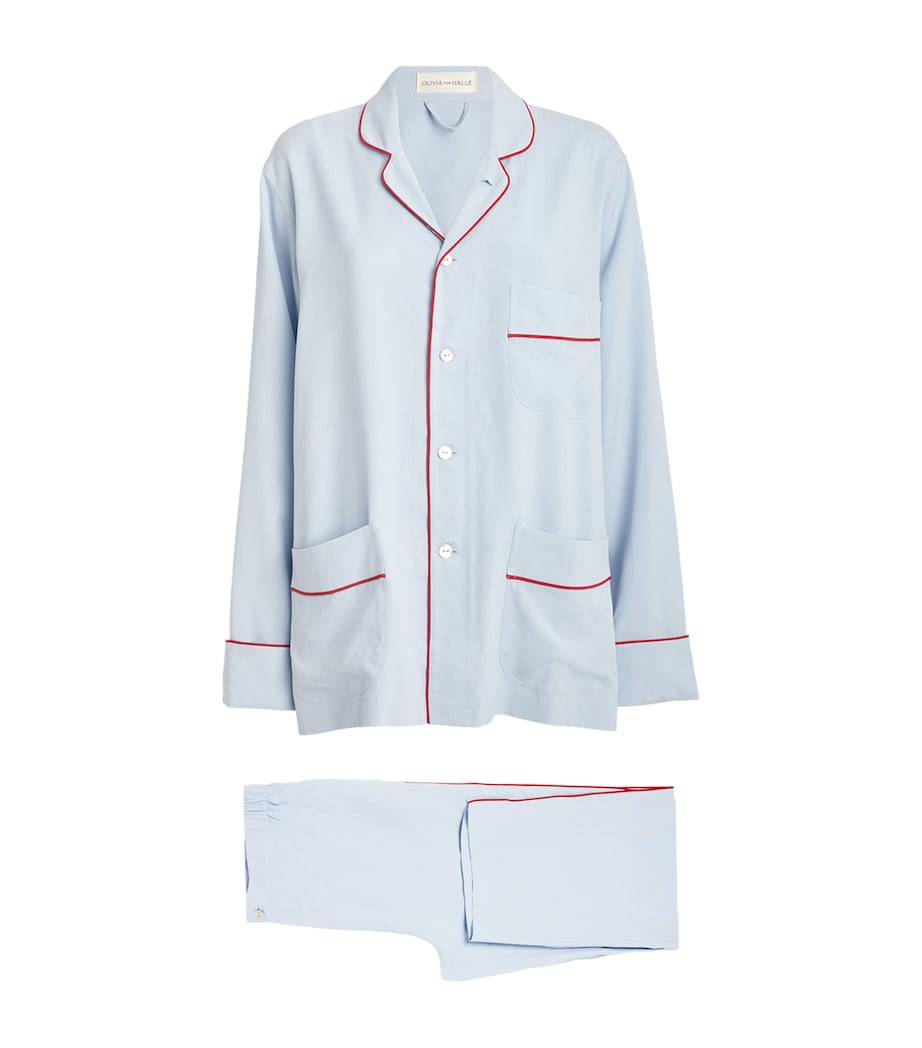 Olivia von Halle Blue Silk Laurent Pyjama Set