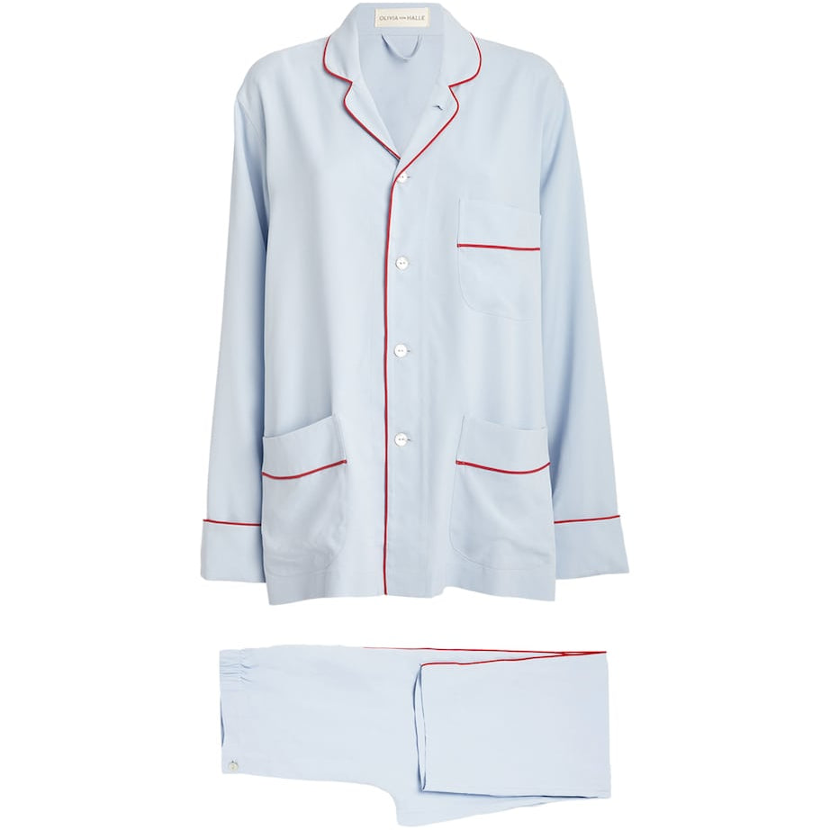 Olivia von Halle Blue Silk Laurent Pyjama Set