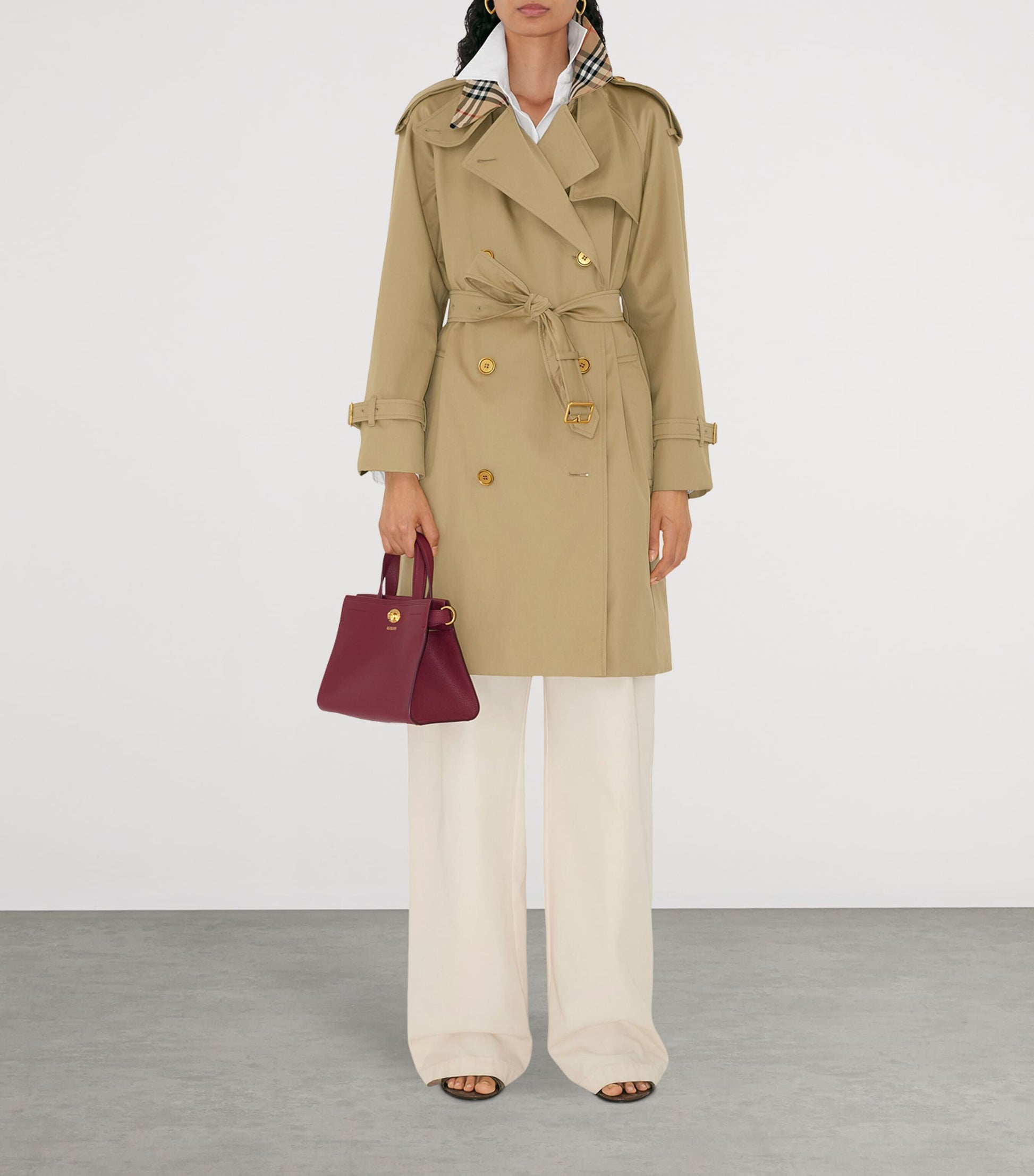 Burberry Burgundy Mini Calfskin Cotswolds Tote Bag