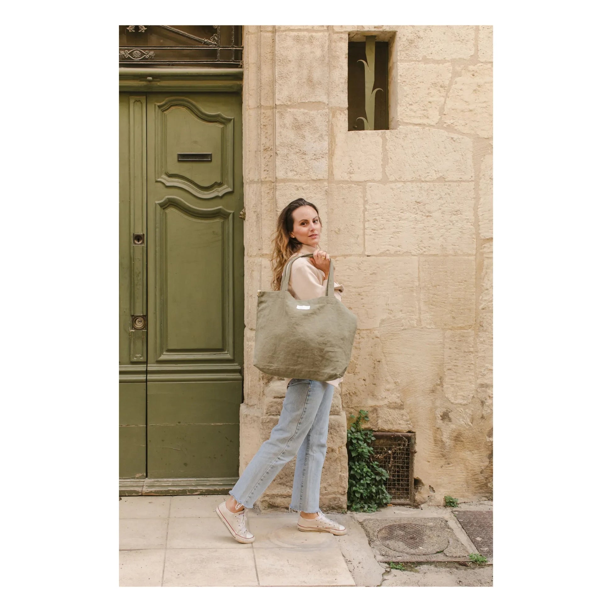 Adorna - Emma Linen tote bag | Khaki