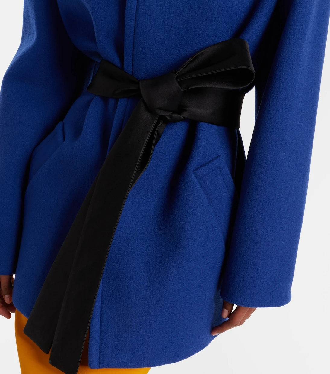 Saint Laurent - Belted silk-trimmed wool coat