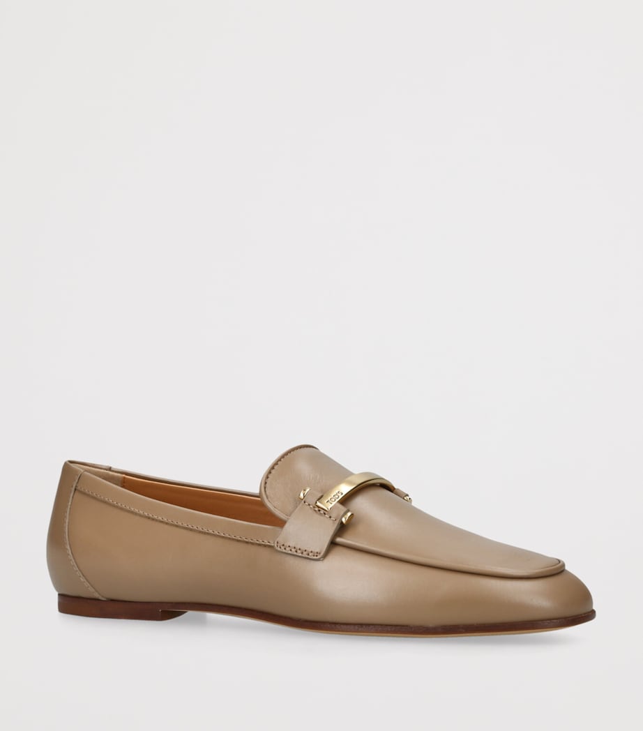 Tod's Beige Leather Barretta Mocassins