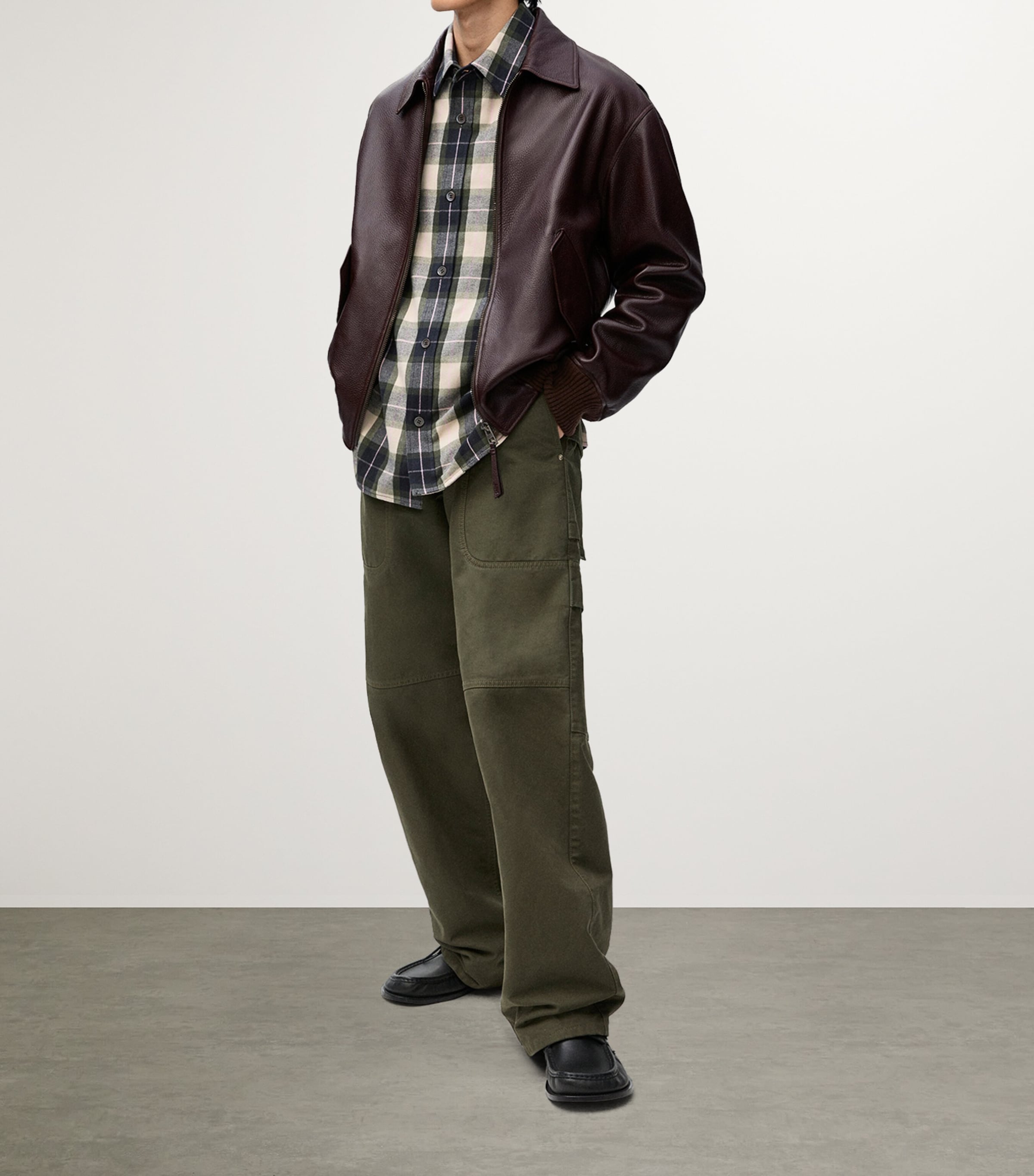 Burgundy Leather Aviator Jacket