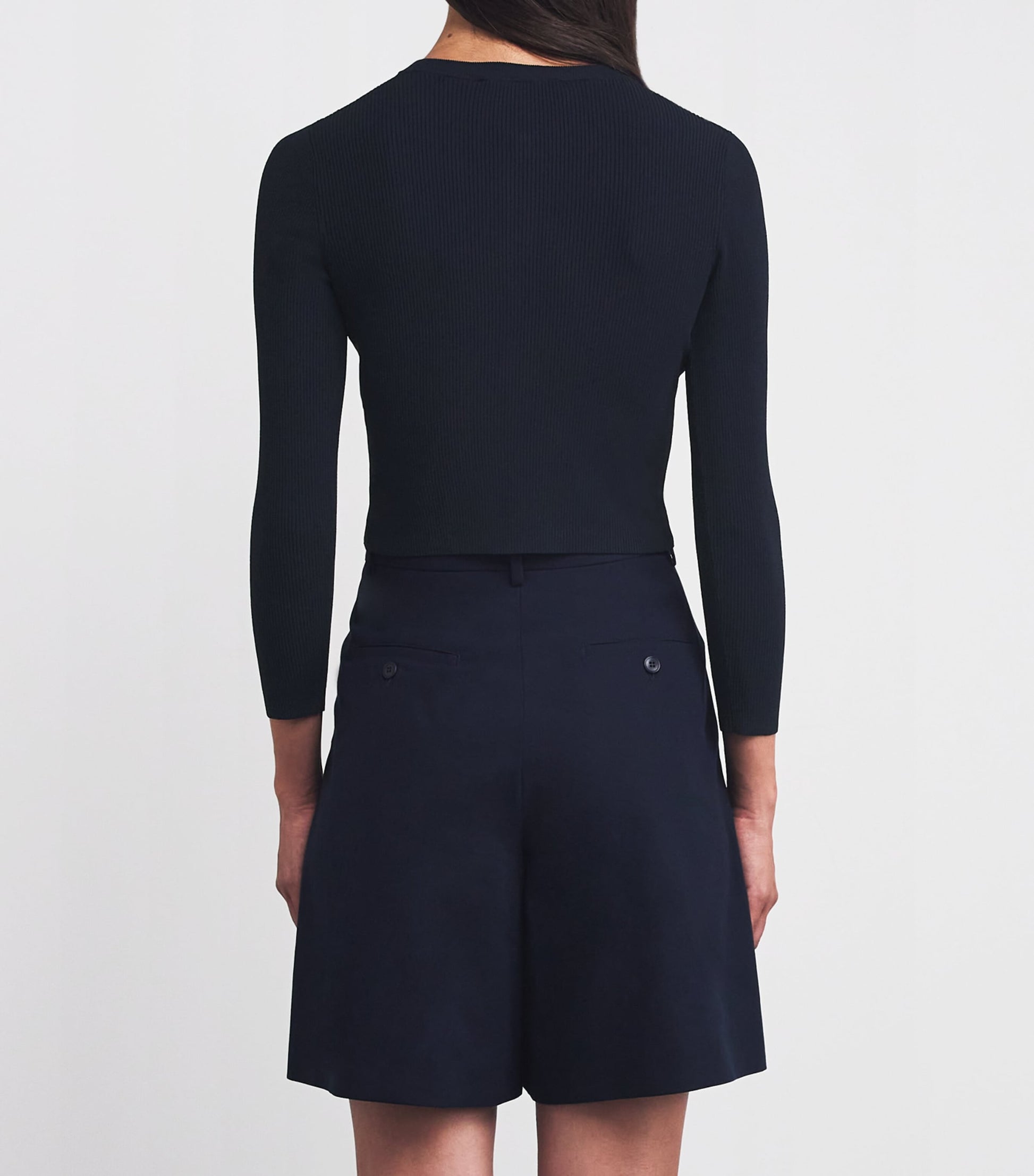 Weekend Max Mara Blue Rib-Knit Cropped Cardigan