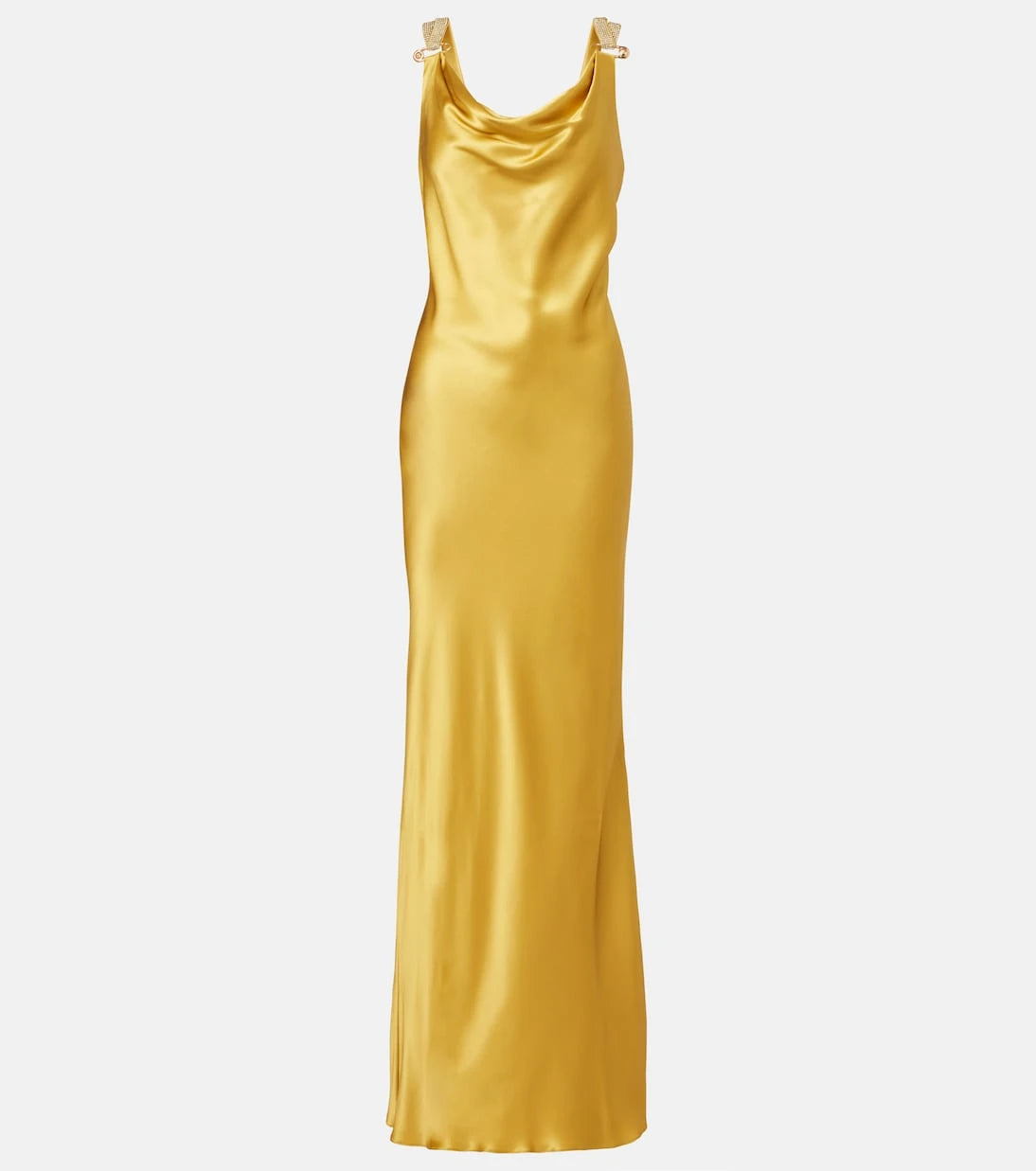 Versace - Safety Pin embellished silk satin gown