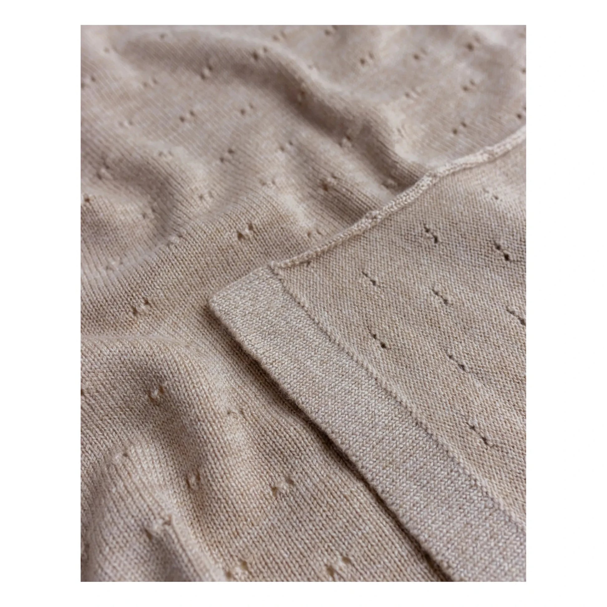 Hvid - Bibi Pointelle Merino Wool Blanket | Beige