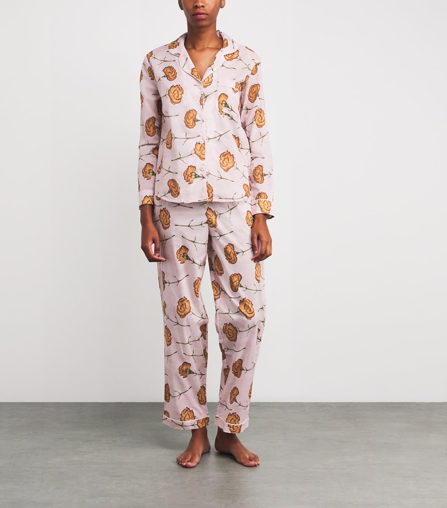 Desmond & Dempsey Pink Cotton Carnations Pyjama Set