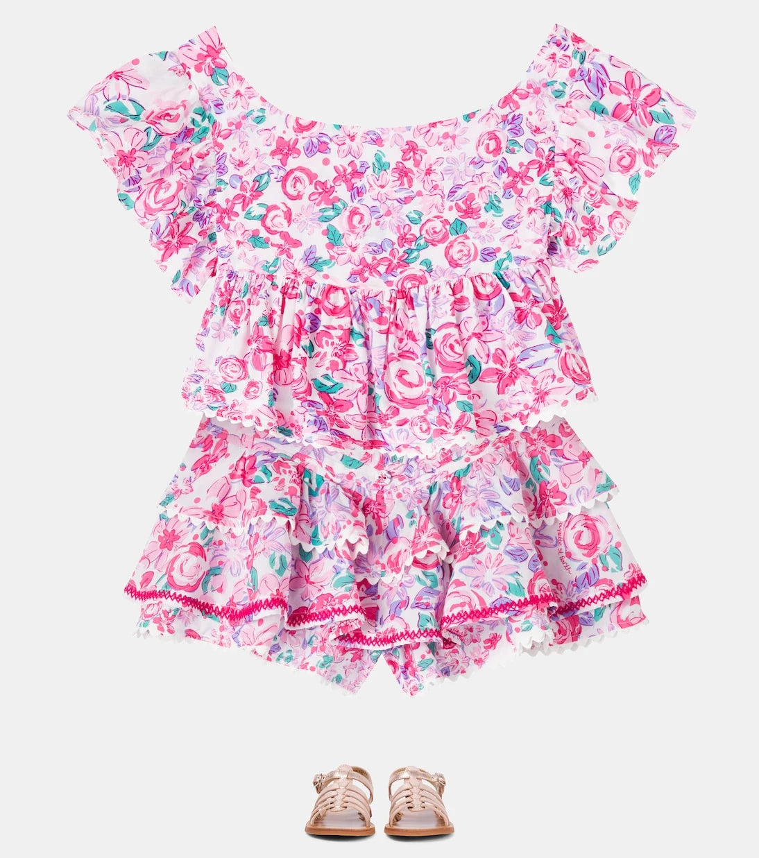 Poupette St Barth Kids - Alizee floral ruffled skirt