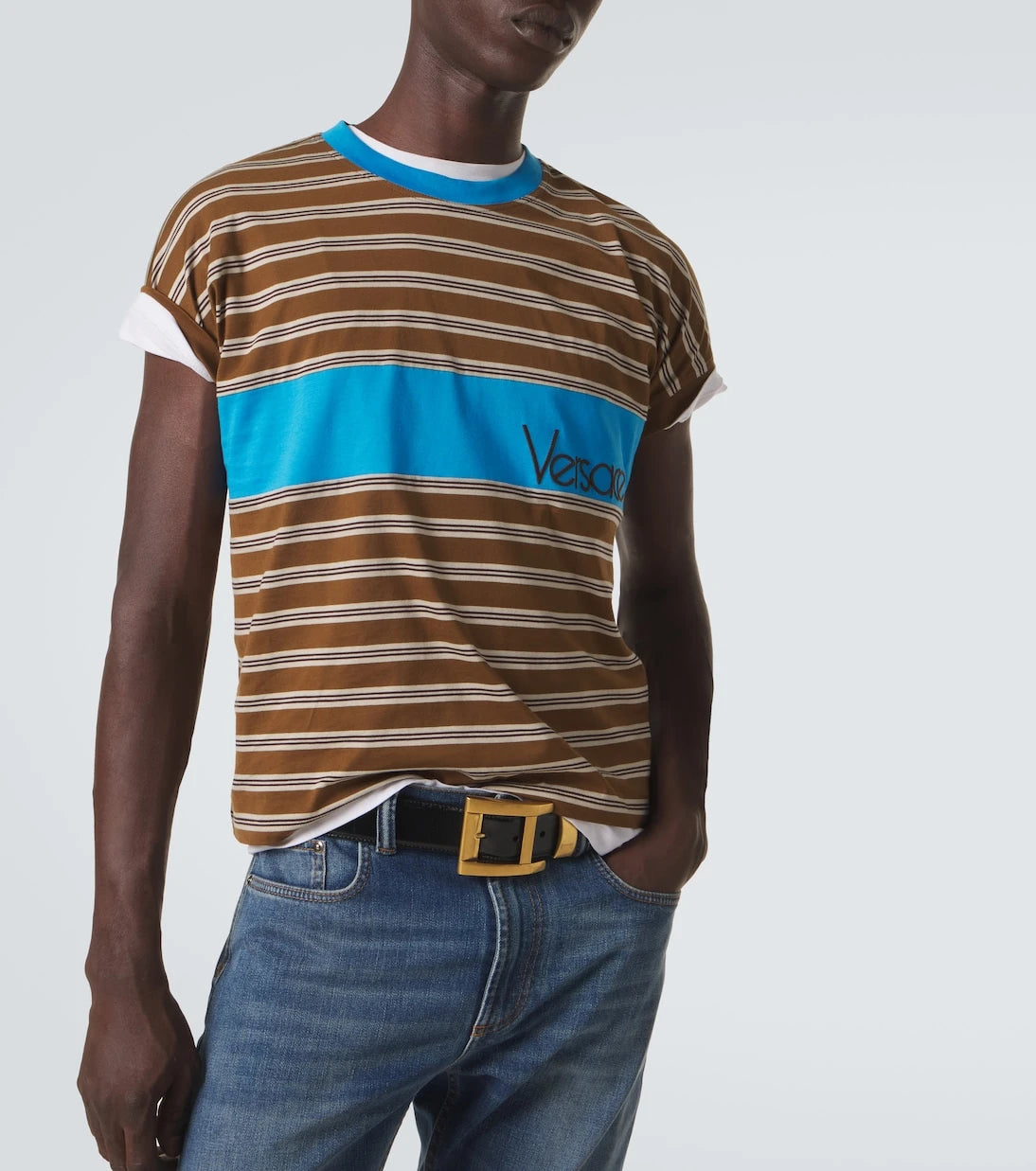Versace - Logo striped cotton T-shirt