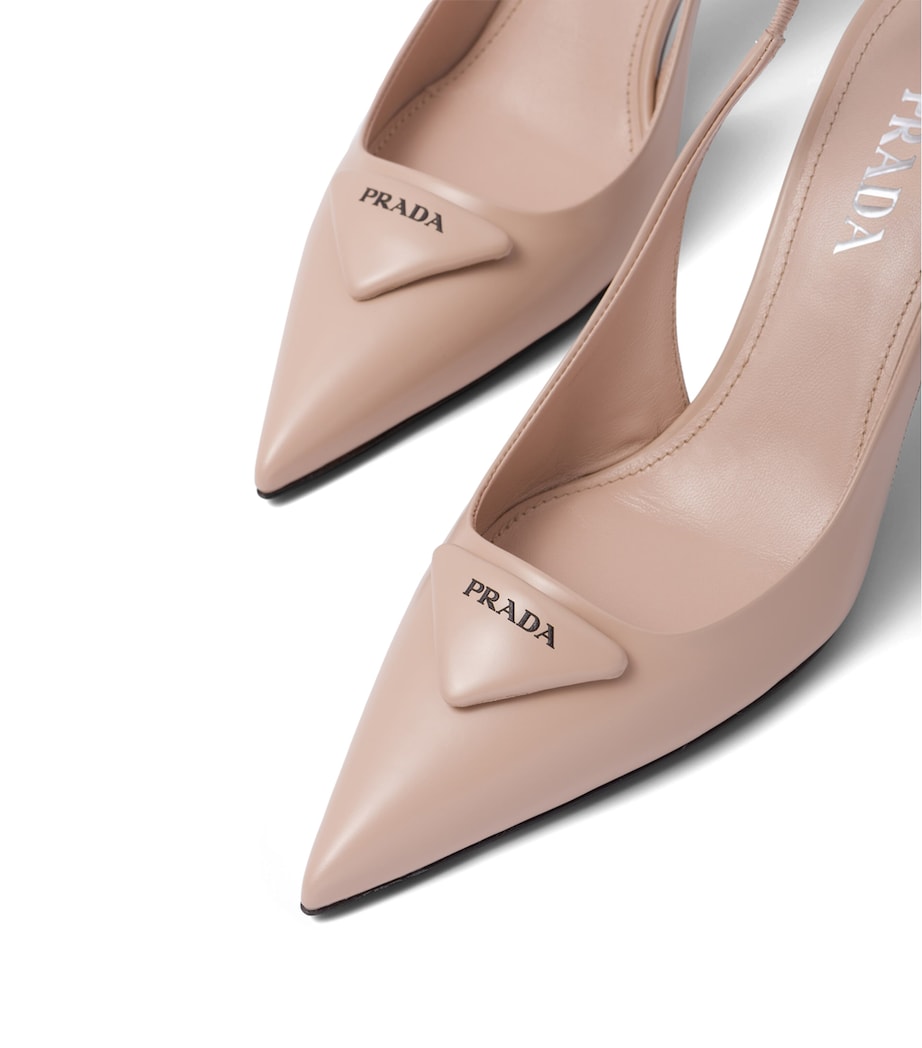 Prada Nude Brushed Leather Slingback Pumps 75