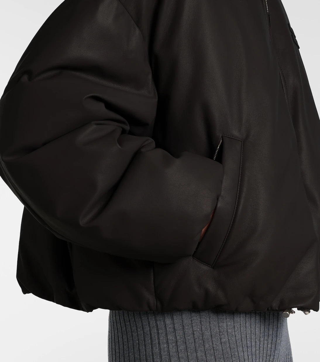 Miu Miu - Logo leather puffer jacket