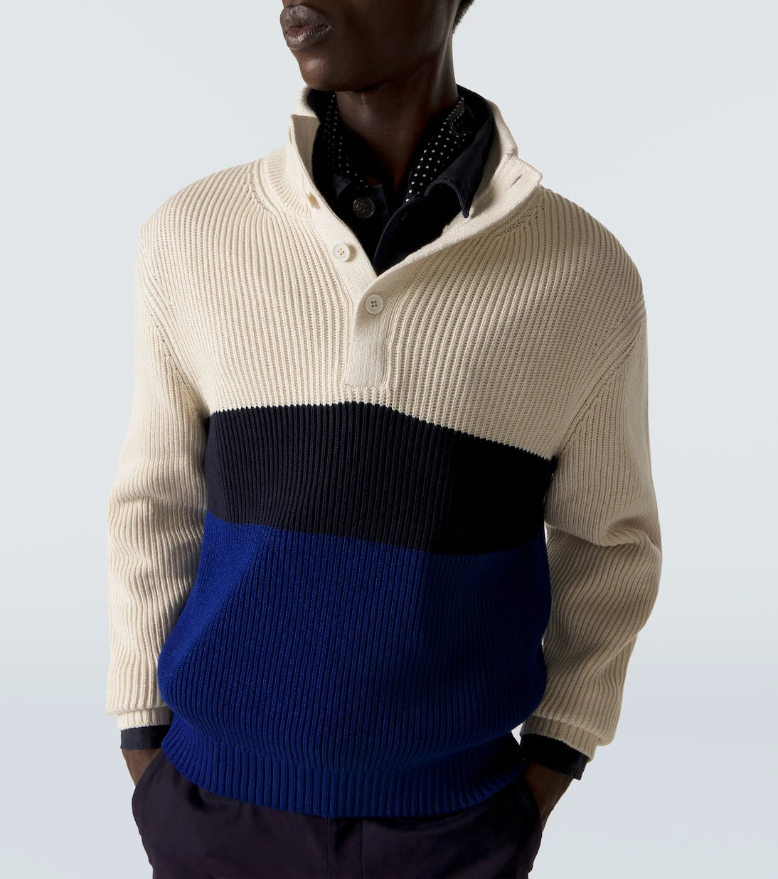 Dunhill - Colorblocked cotton and silk sweater