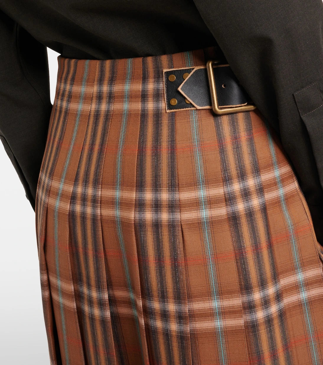 Burberry - Burberry Check wool midi skirt