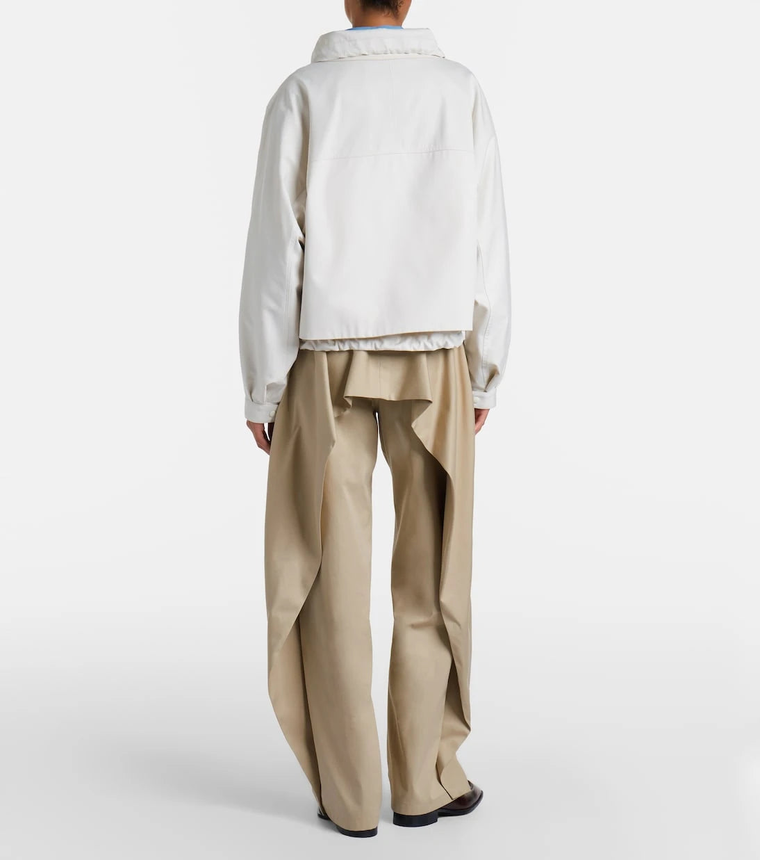 Loewe - Cotton and silk gabardine wide-leg pants