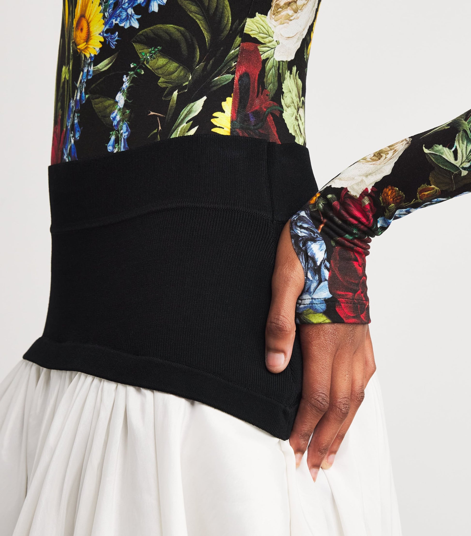 Alice+Olivia Black Floral Olea Bodysuit