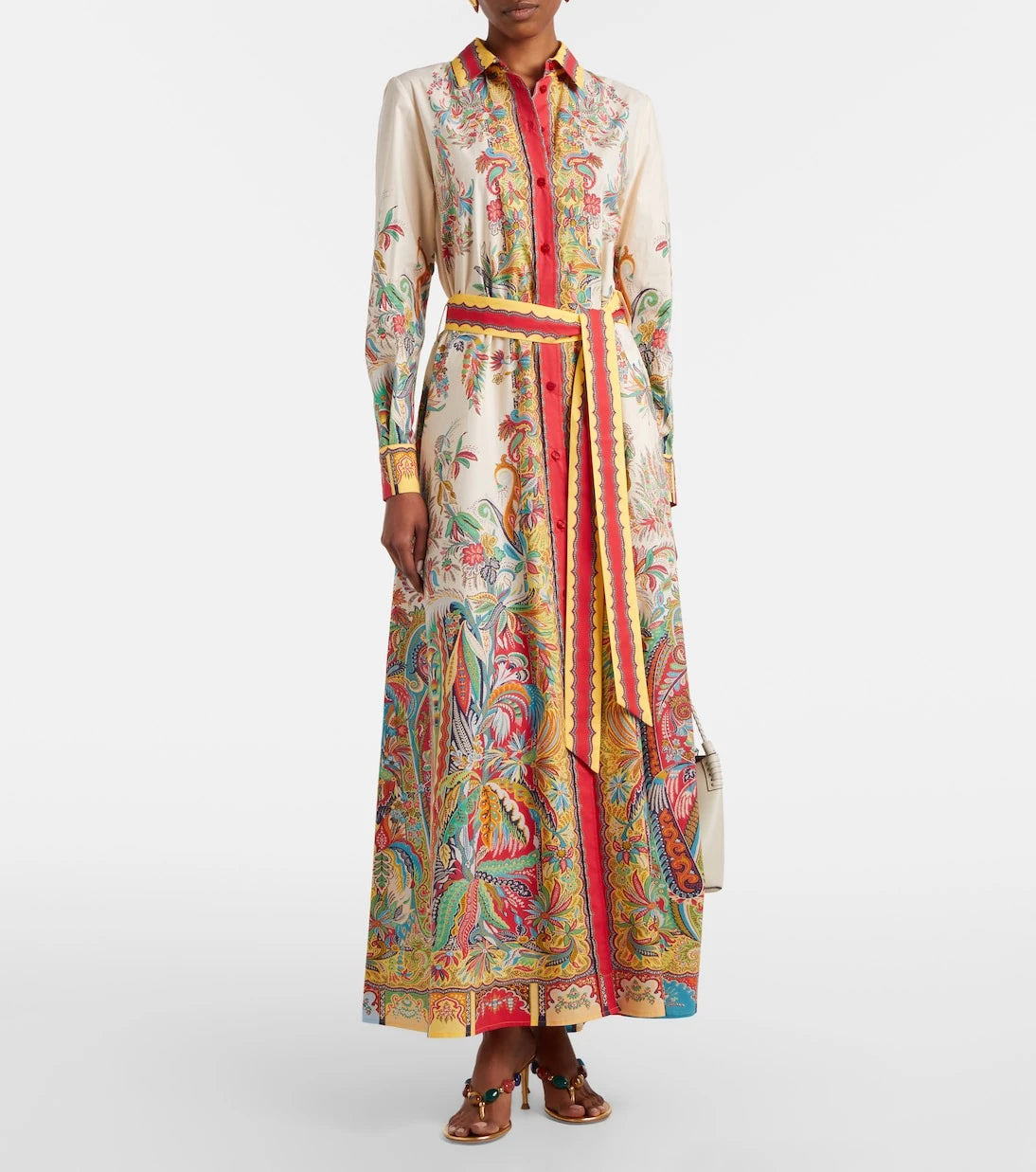 Etro - Paisley belted cotton shirt dress