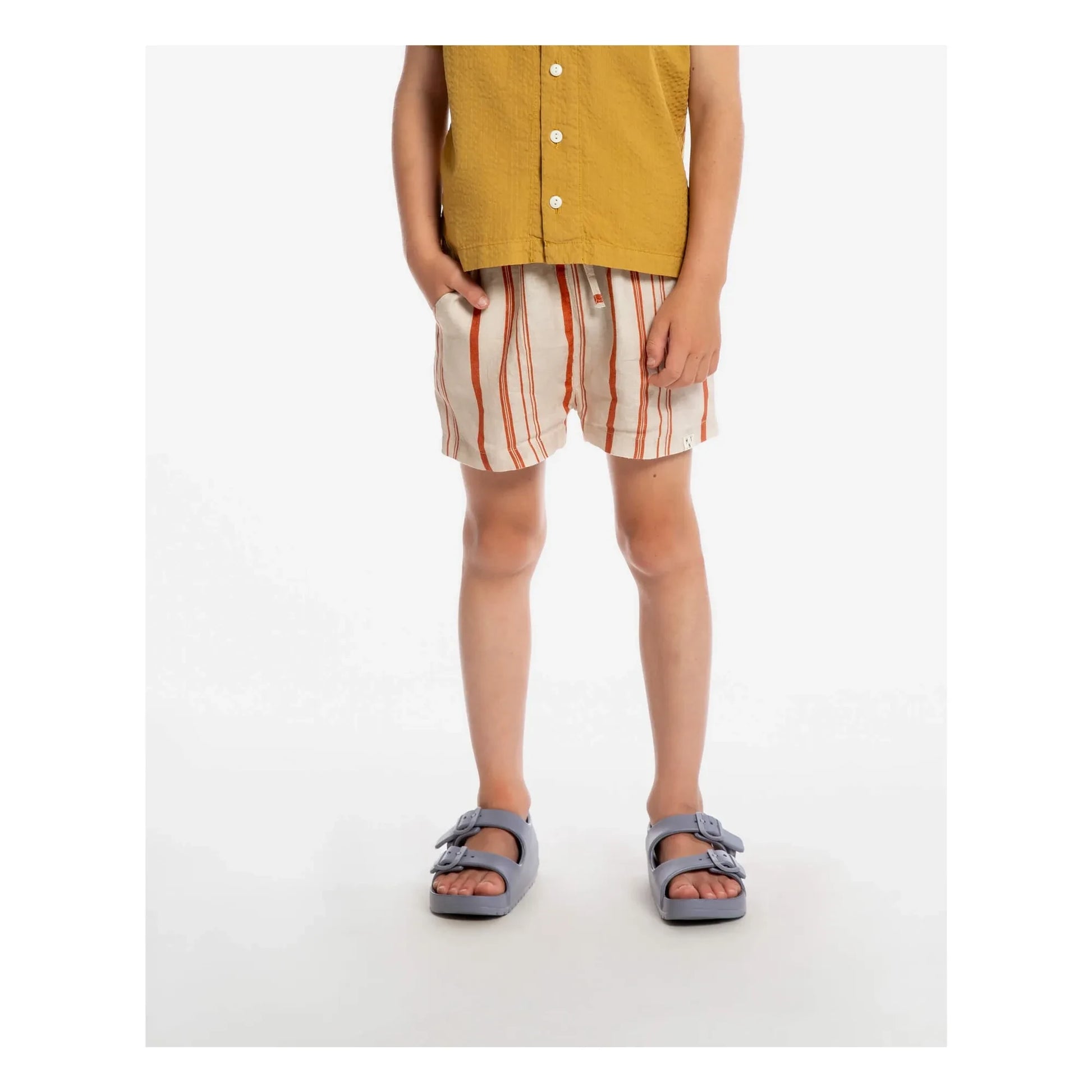 Matona - Classic Striped Linen Shorts | Off white